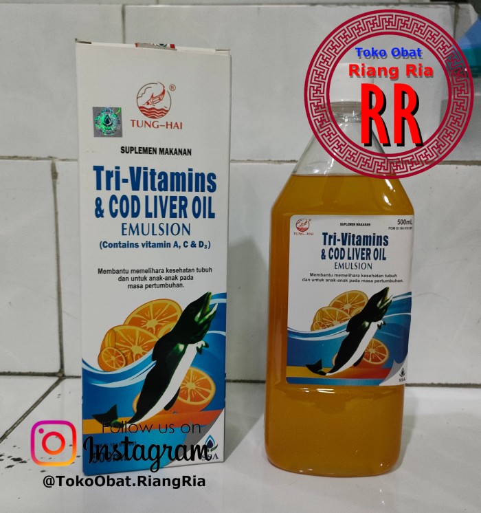 TUNGHAI TRI-VITAMINS &amp; COD LIVER OIL EMULSION - MINYAK IKAN 500ml